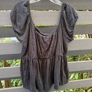 Torrid Runched Black Top Plus Size